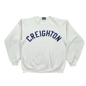 Vintage Creighton Bluejays Crewneck Sweatshirt L USA Made Jansport White